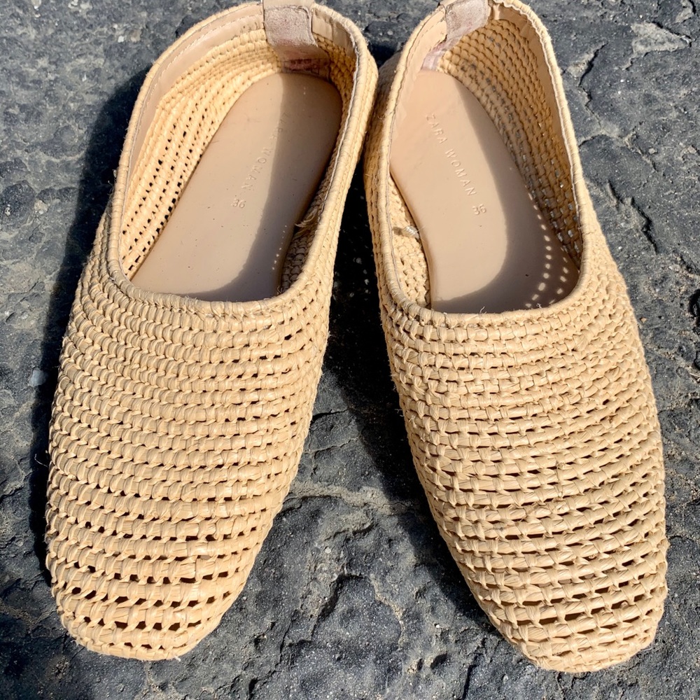 Zara wicker woven shoes